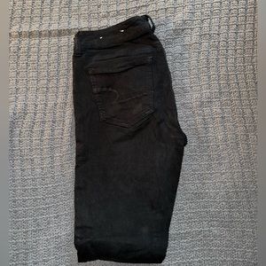 American Eagle Black Mid Rise Ripped Jeans